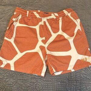 Gild Tan and White Men's Flat Front Shorts